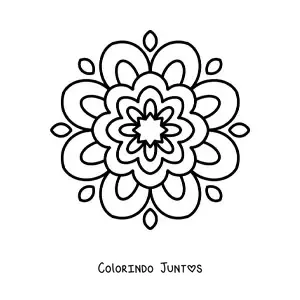 Desenho para colorir de uma mandala fácil de flor para crianças