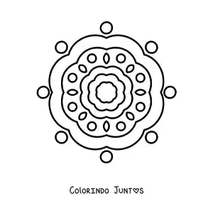 Desenho para colorir de uma mandala fácil de flor para crianças