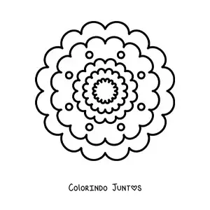Desenho para colorir de uma mandala fácil de flor para crianças