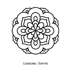 Desenho para colorir de uma mandala fácil de flor para crianças