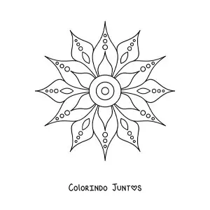 Desenho para colorir de uma mandala fácil de flor