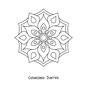 Desenho para colorir de uma mandala fácil de flor