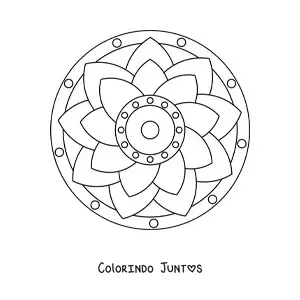 Desenho para colorir de uma mandala fácil de flor