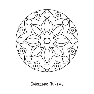Desenho para colorir de uma mandala fácil de flor
