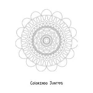 Desenho para colorir de uma mandala com figuras geométricas