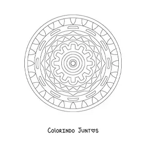 Desenho para colorir de uma mandala com figuras geométricas