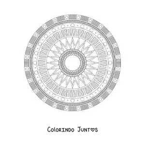 Desenho para colorir de uma mandala com figuras geométricas