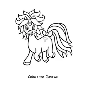 Desenho para colorir de um pônei unicórnio