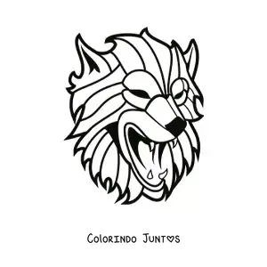 Desenho para colorir de uma cabeca de lobo feroz