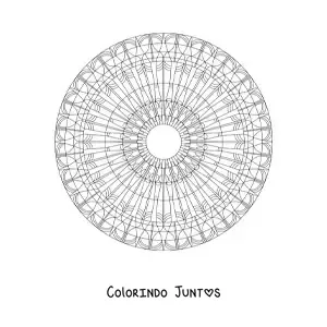 Desenho para colorir de uma mandala com figuras geométricas