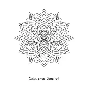 Desenho para colorir de uma mandala com triângulos