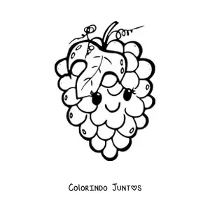 Desenho para colorir de umas uvas kawaii