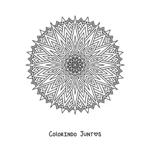 Desenho para colorir de uma mandala difícil com triângulos