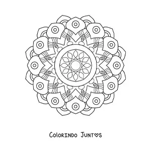 Desenho para colorir de uma mandala abstrata fácil