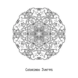 Desenho para colorir de mandala de ratos para crianças do fundamental