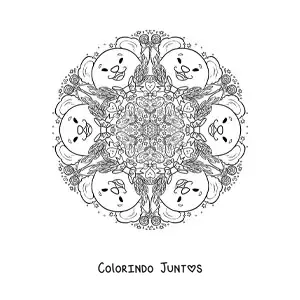 Desenho para colorir de mandala de coalas para crianças do fundamental