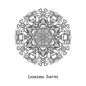 Desenho para colorir de mandala de cachorros para crianças do ensino fundamental