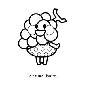 Desenho para colorir de umas uvas animadas com vestido kawaii