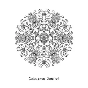 Desenho para colorir de mandala de ratinhos apaixonados para crianças