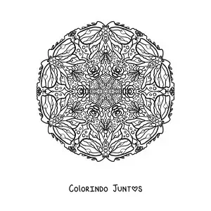 Desenho para colorir de mandala de borboletas e flores para crianças