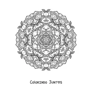 Desenho para colorir de mandala de roedores e flores para crianças