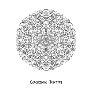 Desenho para colorir de mandala de borboletas e sinos para crianças