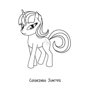 Desenho para colorir de um pônei unicórnio