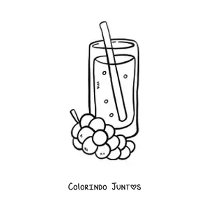 Desenho para colorir de um copo com suco de uva e um canudinho