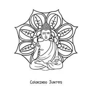 Desenho para colorir de mandala com Buda
