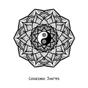 Desenho para colorir de mandala do yin yang