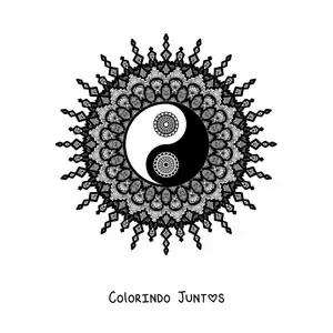 Desenho para colorir de mandala do yin yang