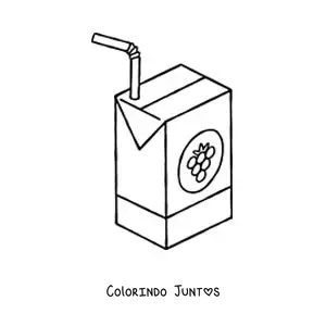 Desenho para colorir de um suco de uva em embalagem de papelão com canudinho