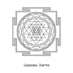 Desenho para colorir de mandala de sri yantra