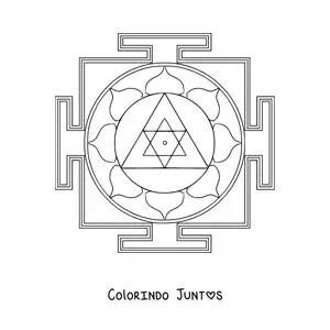 Desenho para colorir de mandala de Ganesha Yantra