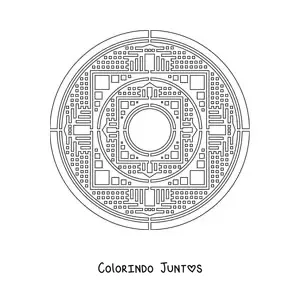 Desenho para colorir de mandala tibetana