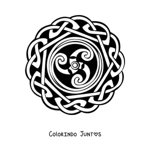 Desenho para colorir de mandala celta com espiral
