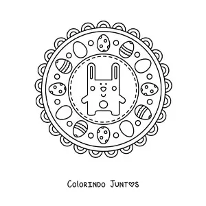 Desenho para colorir de mandala de coelho da Páscoa para crianças