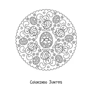 Desenho para colorir de mandala de coelho da Páscoa para crianças
