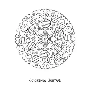 Desenho para colorir de mandala de coelho da Páscoa para crianças