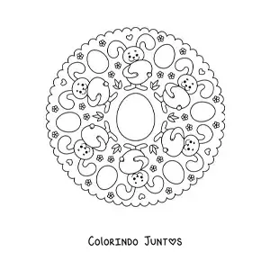 Desenho para colorir de mandala de coelho da Páscoa para crianças