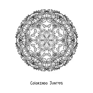 Desenho para colorir de mandala de coelho da Páscoa