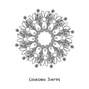 Desenho para colorir de mandala de coelho da Páscoa