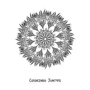 Desenho para colorir de mandala de coelho da Páscoa