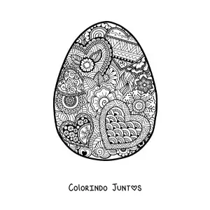 Desenho para colorir de mandala de ovo de Pascoa estilo Zentangle