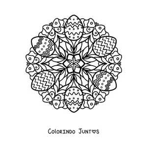 Desenho para colorir de mandala de ovos de Páscoa e borboletas para crianças