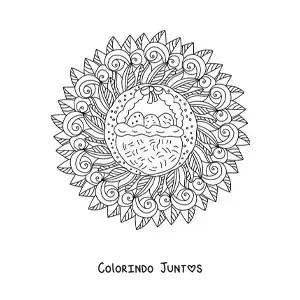 Desenho para colorir de mandala de ovos de Páscoa