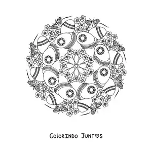 Desenho para colorir de mandala de ovos de Páscoa