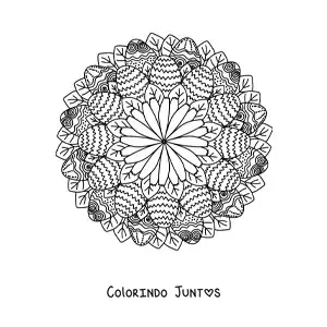 Desenho para colorir de mandala de ovos de Páscoa difícil