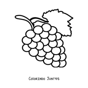 Desenho para colorir de um cacho de uvas com uma folha