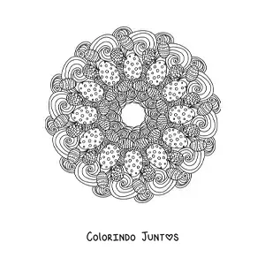 Desenho para colorir de mandala de ovos de Pascoa estilo Zentangle